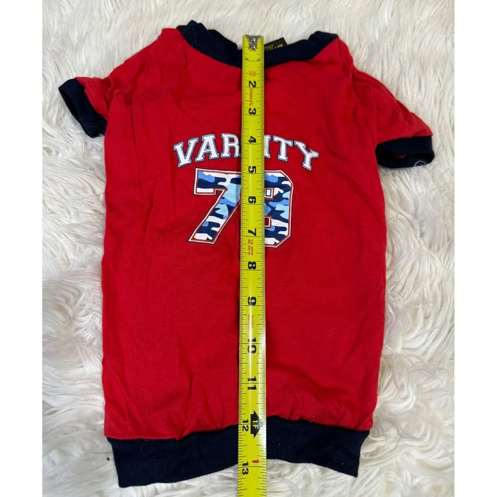 Varsity 79 Dog Shirt Red Camo Print Numbers Sporty Pet Tee